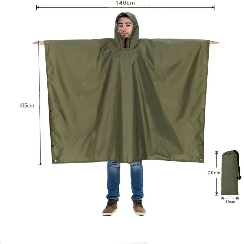 3-in-1 outdoor raincoat Hooded sleeve waterproof poncho Camping hiking Raincoat tent motorcycle rain cover250403