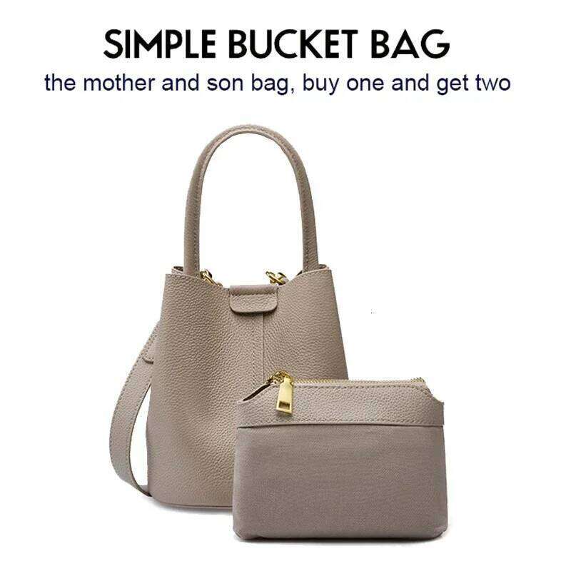 New Genuine Leather Women's Tote Basket Bag Fashion Shoulder Crossbody Purse Luxury Handbag For Commute Suotong1110