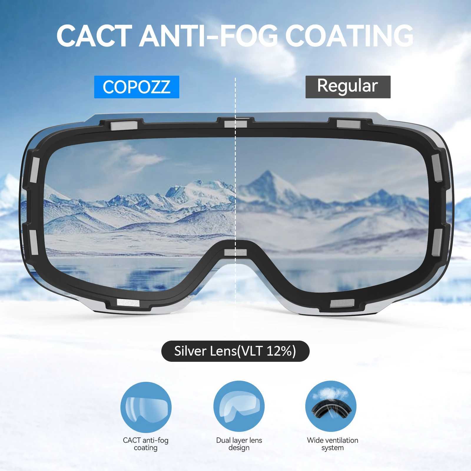COPOZZ Ski GoggLEs Men Women UV400 PROtection Anti-Fog Ski Mask Outdoor Sport Snowboard Skiing Eyewear Adult K251110