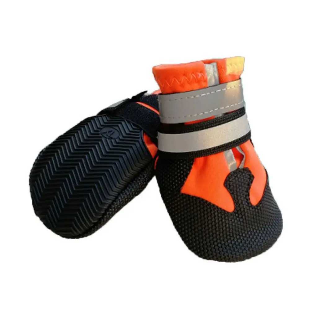 4 pieces/set of anti slip dog outdoor sports shoes breathable and wear-resistant dog anti slip rain boots reflective TPR/waterproof cloth T2504010