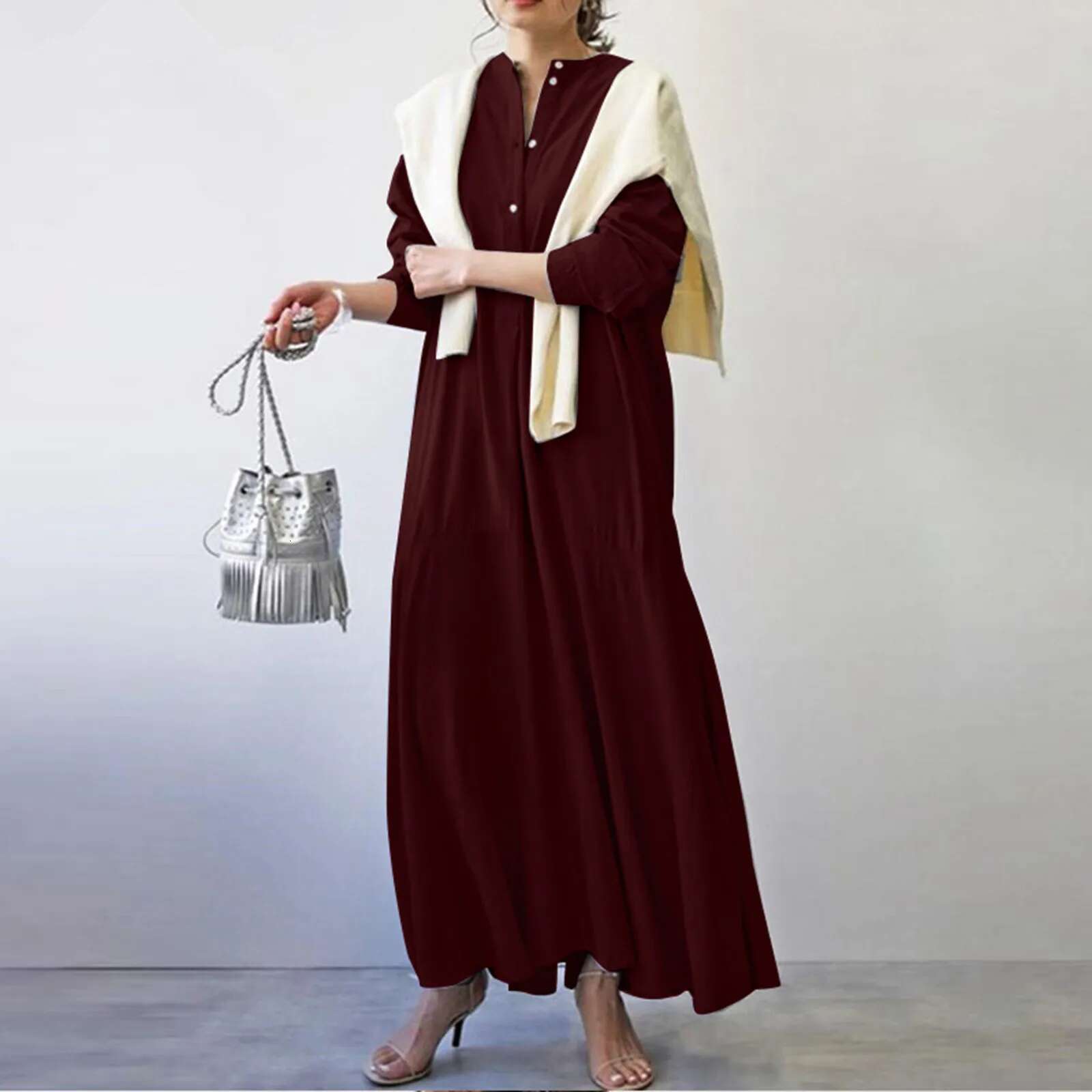 Dongdumaoyi Dress Women Long Dresses Ruffles Irregularity Single Breasted Maxi Casual Loose Y K Streetwear Vestidos Elegant Vintage