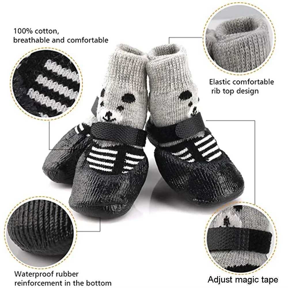 New Arrival 4 pieces/batch of winter warm dog socks anti slip rain boots waterproof dog Chihuahua dog shoes Z250408