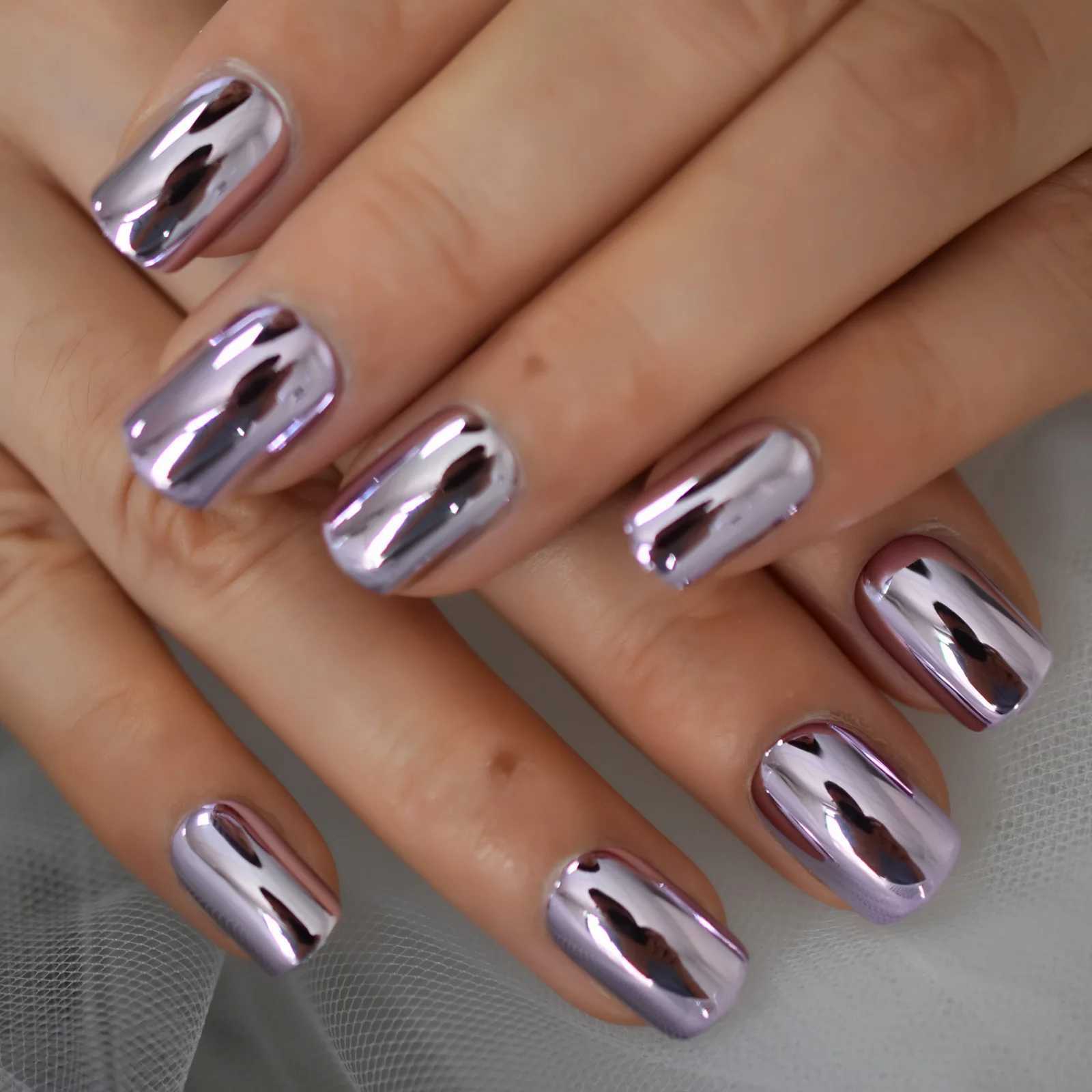 Square chrome plated medium-sized press nail 202 full cover nail tip nail art product W250410