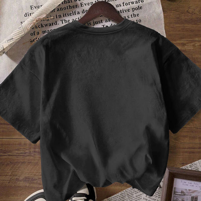 Cross-Border Amazon Summer European and American Casual Solid Color Round Neck T-Shirt Loose Short Sleeve Plain Top Advertising Shirt Women's Clo