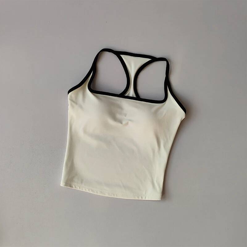 Sports and Fitness Vest with Chest Pad Summer Shockproof Beauty Back Nude Feeling Suit Pilates Training Top Yoga Clothing