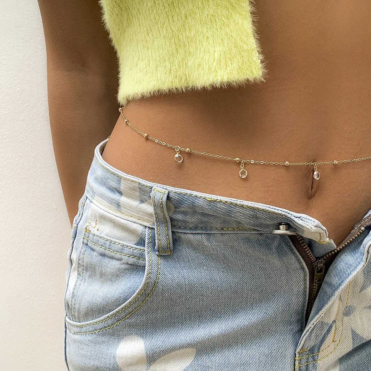 Hip Hop Fashion Metal Double Layer Chain Sexy Pants Chain Body Chain Imitation Crystal Fashion Sexy Adjustable Waist Chain 2023 X250410