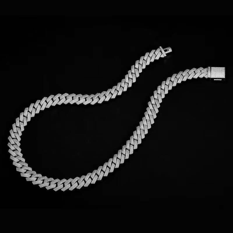 Best Price 13/14/16MM HipHop Iced VVS Moissanite Diamond Cuban Link Sterling Silver Rock From Jewelry Reseller