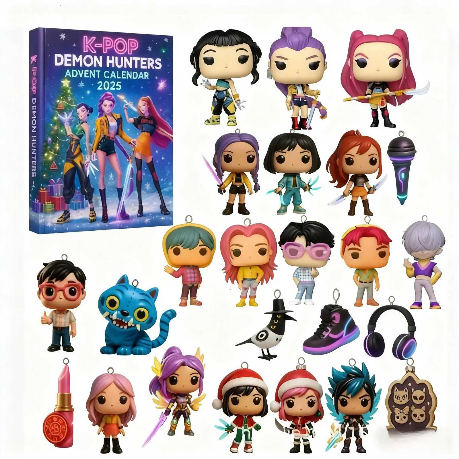 Kpop Demon Hunters Advent Calendar Huntrix Rumi Mira Zoey SAJA Boys Derpy Tiger New Years Decor Christmas Countdown Toys Gifts Z251110