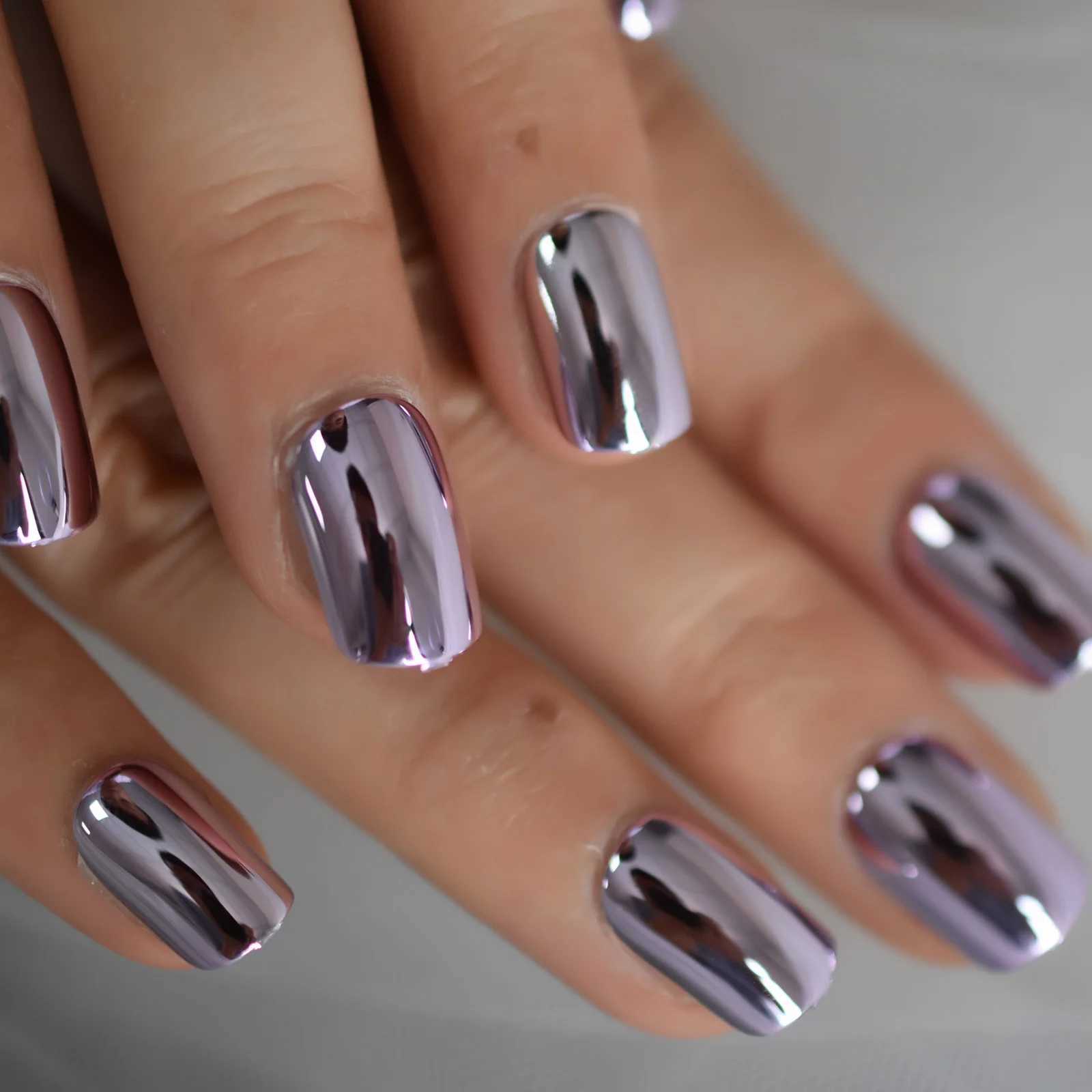 Square chrome plated medium-sized press nail 202 full cover nail tip nail art product W250410