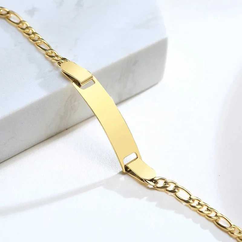 Customized Name Text Gold Plated Stainless Steel Link Bracelet Fashion Personalized Custom Jewelry Men WomenT251110