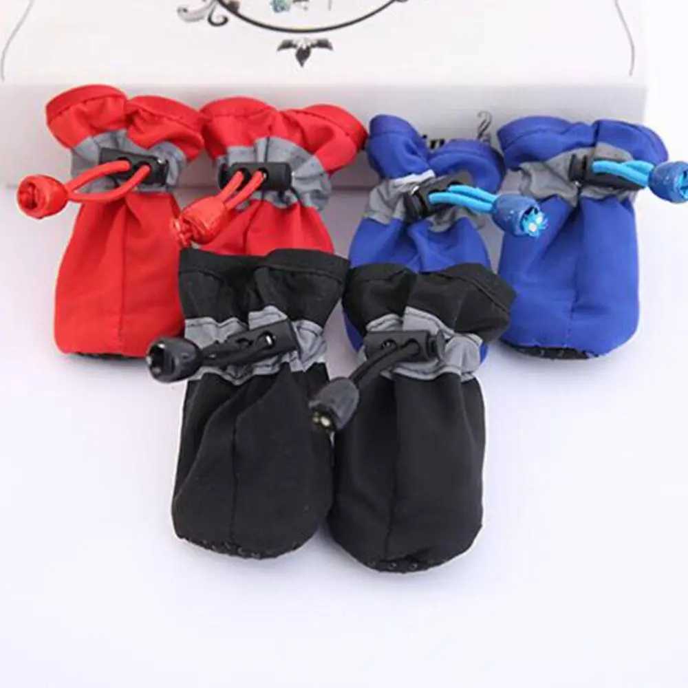 4 Winter Pet Dog Shoes Warm Snow Non slip Boots Fur Puppy Socks Pet Rain Shoes T2504010