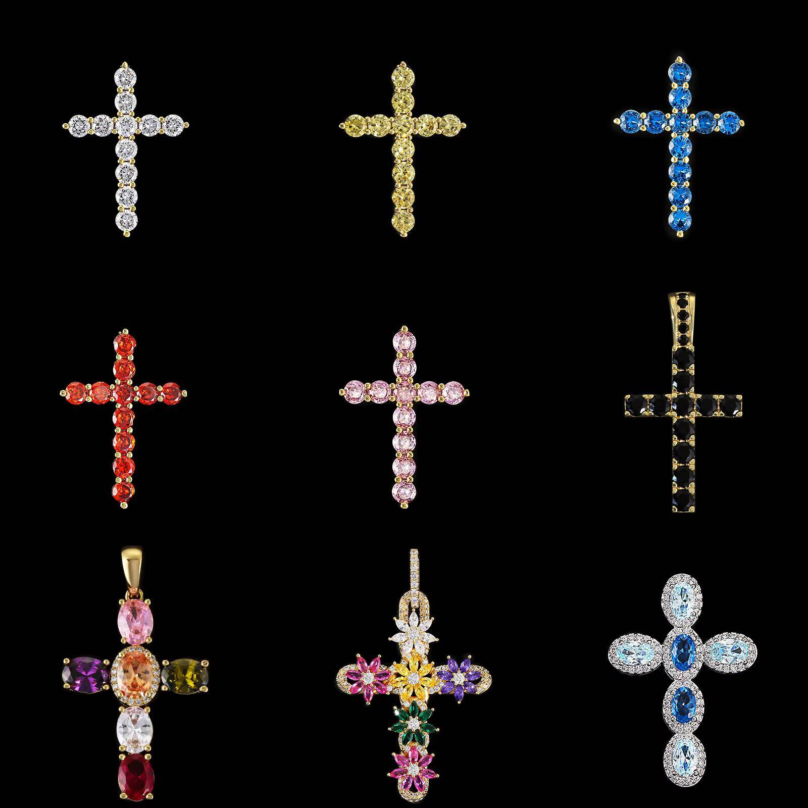 Stunning Moissanite Diamond Cross Christian Pendant S925 Sterling Silver Cross Religious Jewelry Present Necklace for Men Women