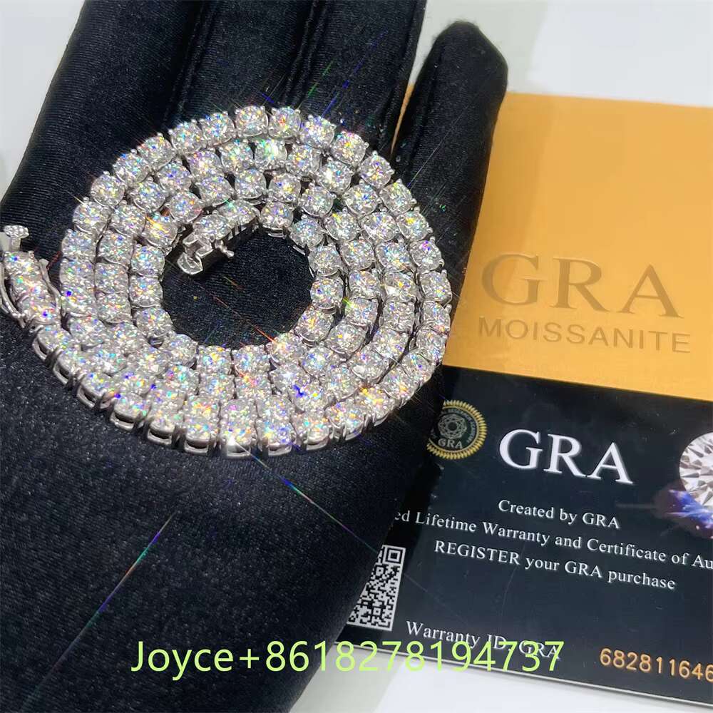 2022 Fashion New Design Necklace 925 Sterling Silver 5mm Vvs Moissanite Tennis Chain