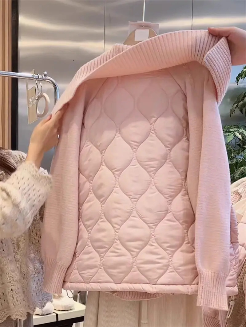 Lapel Collar Knitted Cardigan Quilted Sweater Jacket Womens Autumn And Winter Fashion Sweet Loose Shawl Top Z3310 251107