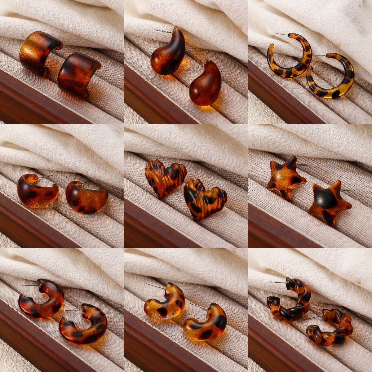 Acrylic Leopard Print Versatile High-End Coffee Color Autumn Winter Melad Style Stud Earrings for Women