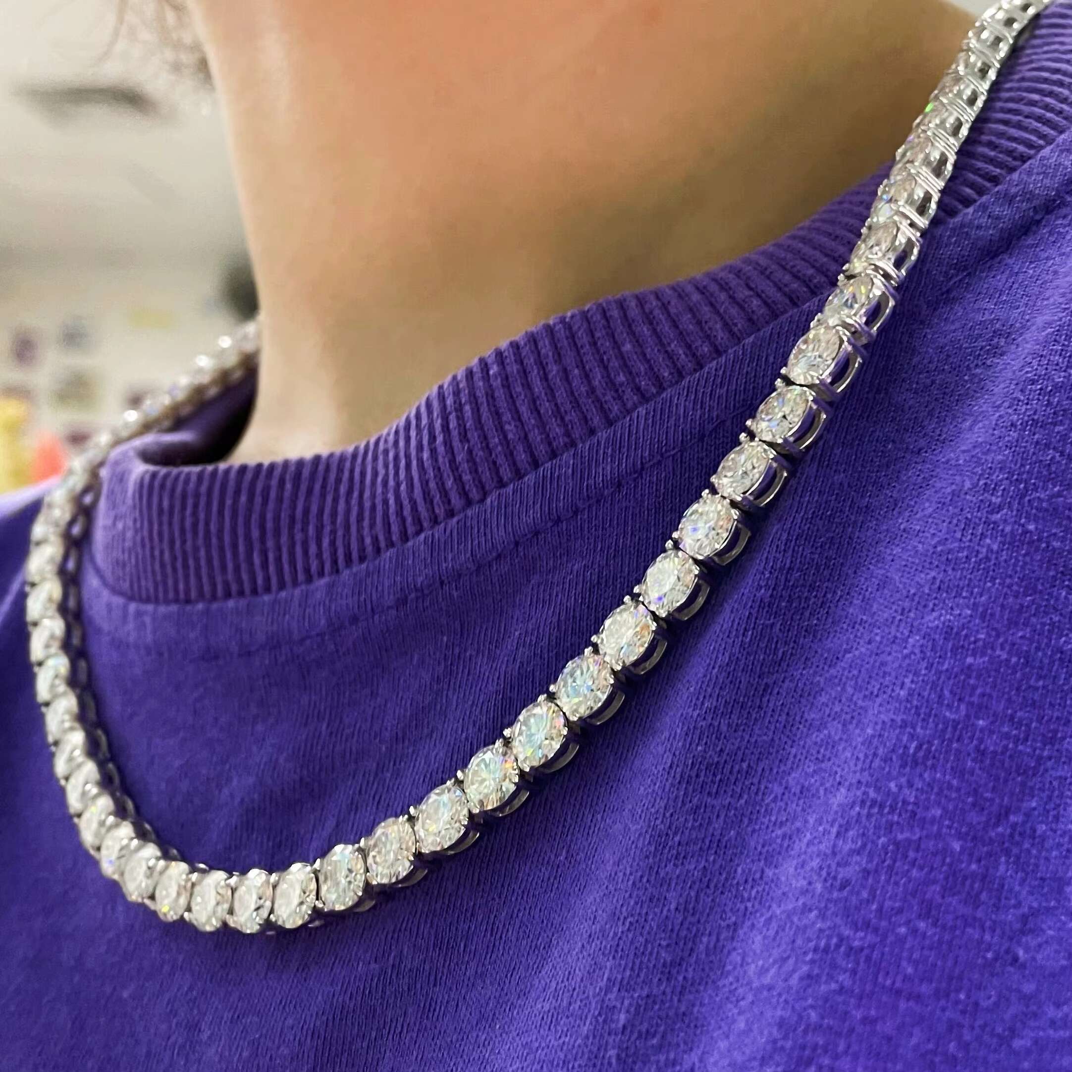 Hip Hop Jewelry 6.5mm 925 Silver VVS Diamond Necklace Chain Fashion Iced Out Moissanite Tennis Chain