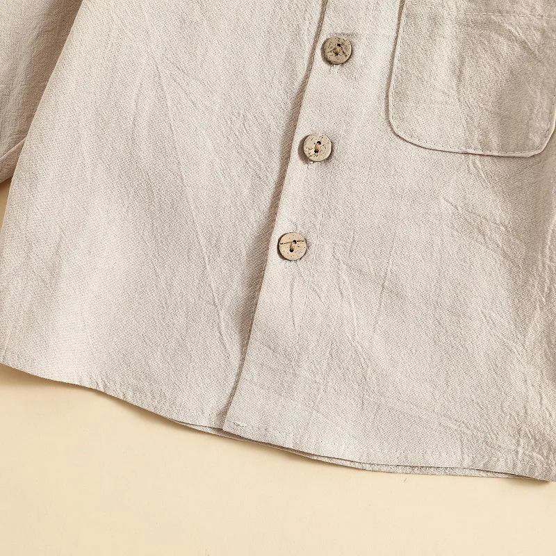 Baby boys and girls linen cotton clothing set for spring and autumn baby sleepwear long sleeved baby clothing 1-5Y 250409