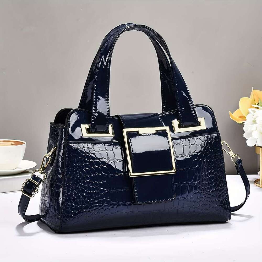 Luxurious Handbag 2025 New Classic Suitable for Middle-aged Mothers, Capacity Practical Multi-layer Crossbody Crocodile Pattern Shiny Branded High Qua