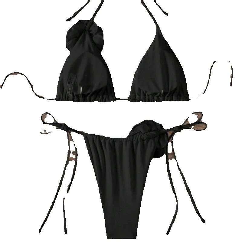 S-L sexy 3D floral suspender women's two-piece set bikini swimsuit