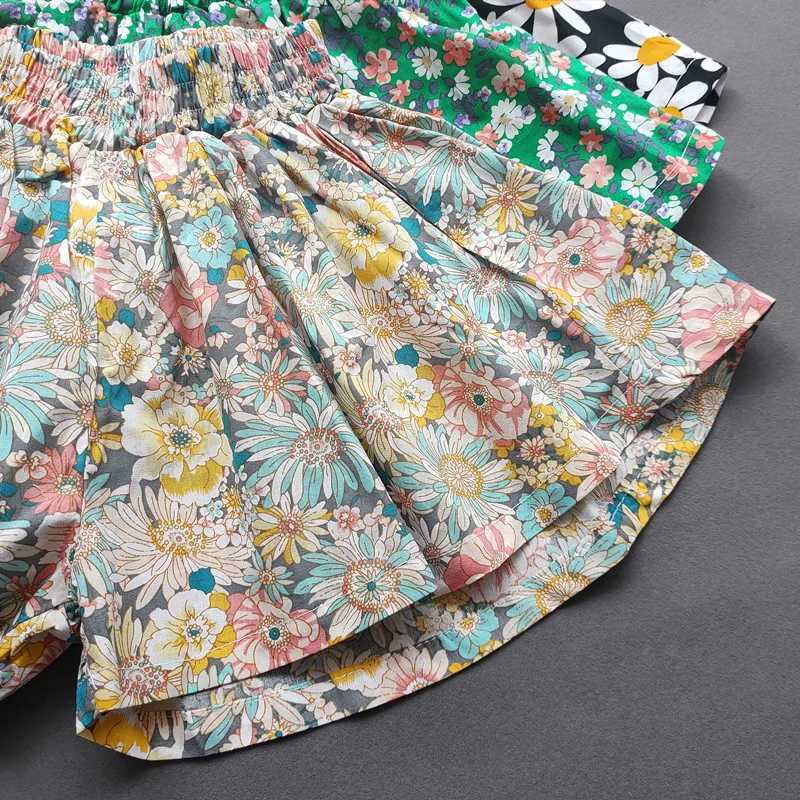 Sweet Girls Flower Culottes Summer Baby Girls Fashion Childrens Flower Wide Leg Hot Pants Childrens Mini Shorts Z250410