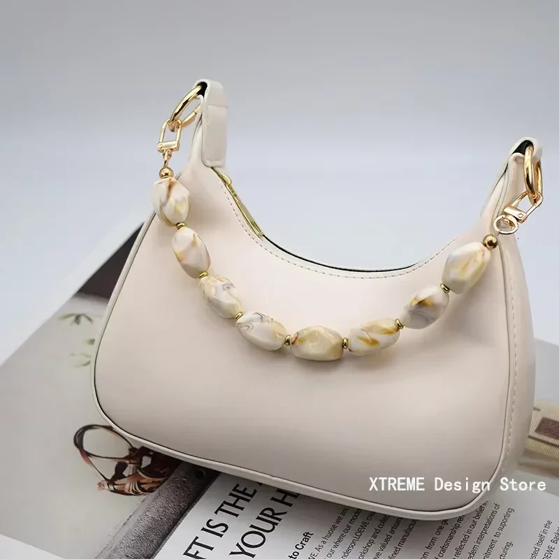 Woman Bag Accessory Black Beige Red Acrylic Resin Beads Parts Handcrafted Wristband Women Replacement Bag Handle Chain 251110