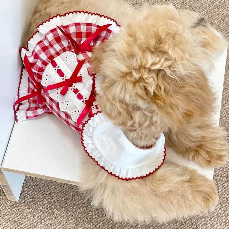 Fashion Puppy Plaid Clothes Pet Suspender Skirt Grid Traction Buckle Two Leg Dress Clothes Breathable Cat Dog Princess Dresses J251110