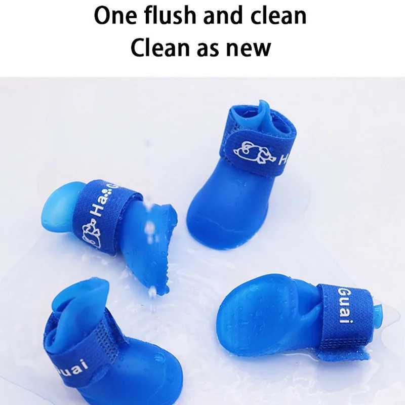 New Arrival Pet silicone rain shoes dustproof anti slip waterproof dog shoes soft soled foot pedals mini dogs Z250410