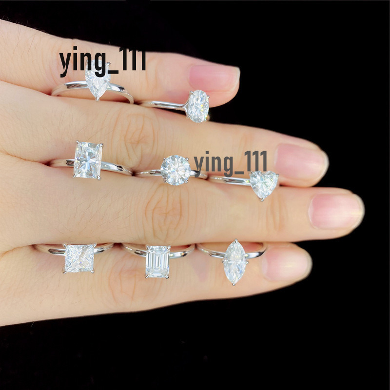 Wholesale Silver Moissanite Ring 1CT 2CT 3CT Round Pear Heart Shape Fashion Jewelry Moissanite Ring for Engagement