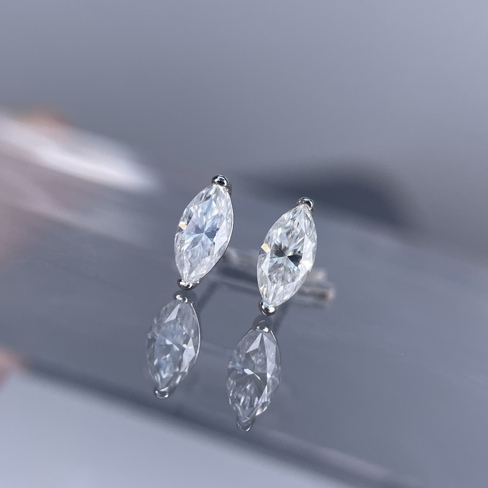 TaiYang GRA 0.5CT 4x8mm Marquise Moissanite Earrings for Women, Luxurious S925 Wedding Engagement Diamond Earring with Moissanite Certificate