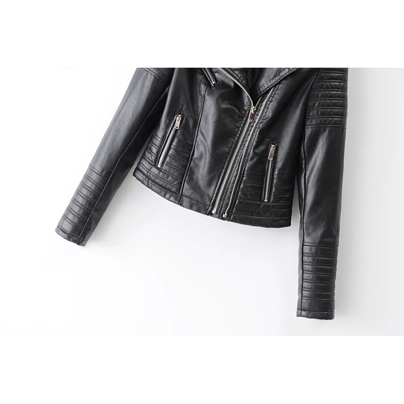 Customizable UZZDS Soft Motorcycle Faux Leather Jackets Ladies Long Sleeve Autumn Winter Biker Streetwear Coat 251105