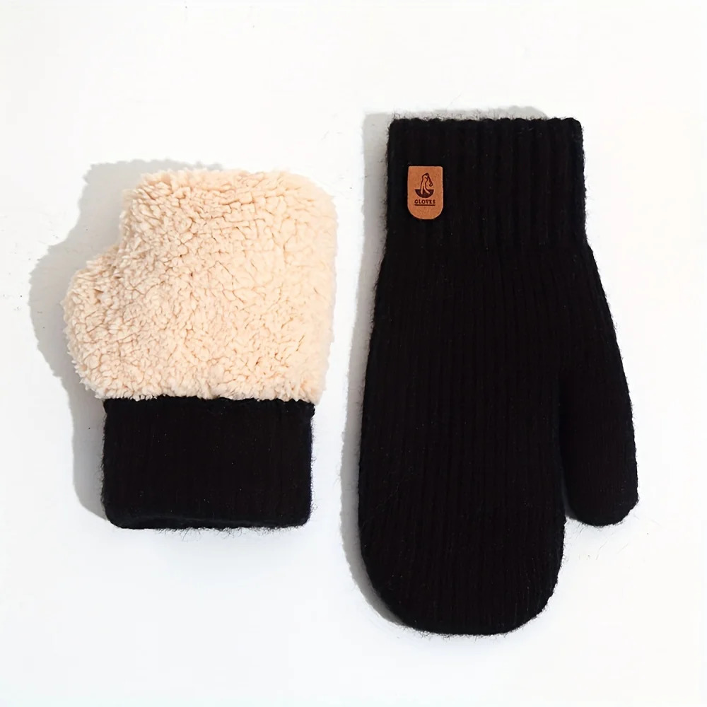 Winter Cold-Proof Fleece Gloves - Cute Fleece Full-Finger Knitted Gloves Thickened Double-Layer Cold-Proof and Warm Gloves 251106