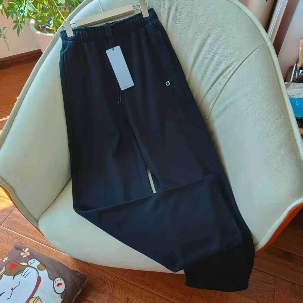 Casual Loose Straight Sweatpants Autumn And Winter Sports Joggers Cotton Elastic Waist Drawstring Wide Leg Pants Women