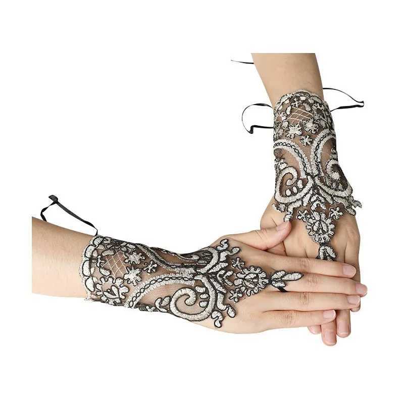 Wedding Fingerless Gloves Women Lace Black White Gloves Bride Long Gloves Elegant Mittens Accessory HLST01 L251110