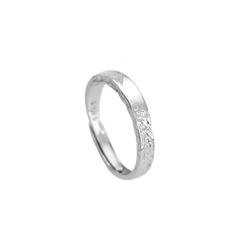 Pure fashion ring Silver S999 Micro Wave Heartbeat Couple Rings INS Niche Design Simple High-end Designer Ring Glacier Texture Rings