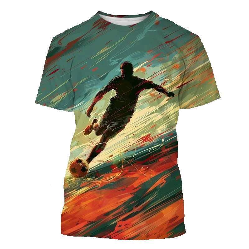 Men's and children's short sleeved round neck printed football T-shirt, outdoor sports, children's, fun, fashionable trend