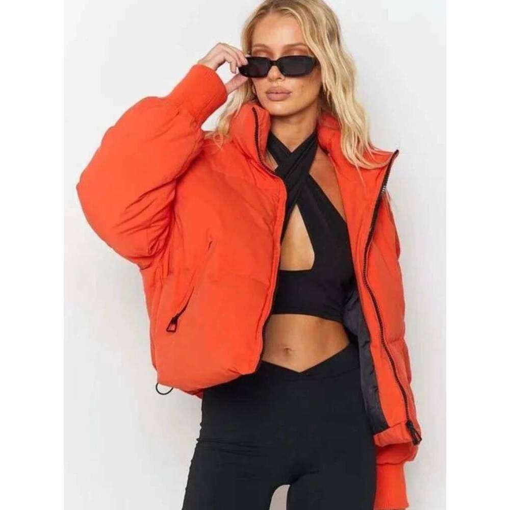Winter Women Jacket Warm Thicken Streetwear Oversized Parkas Long Sleeve Zipper Pockets Outerwear Chic Coat New