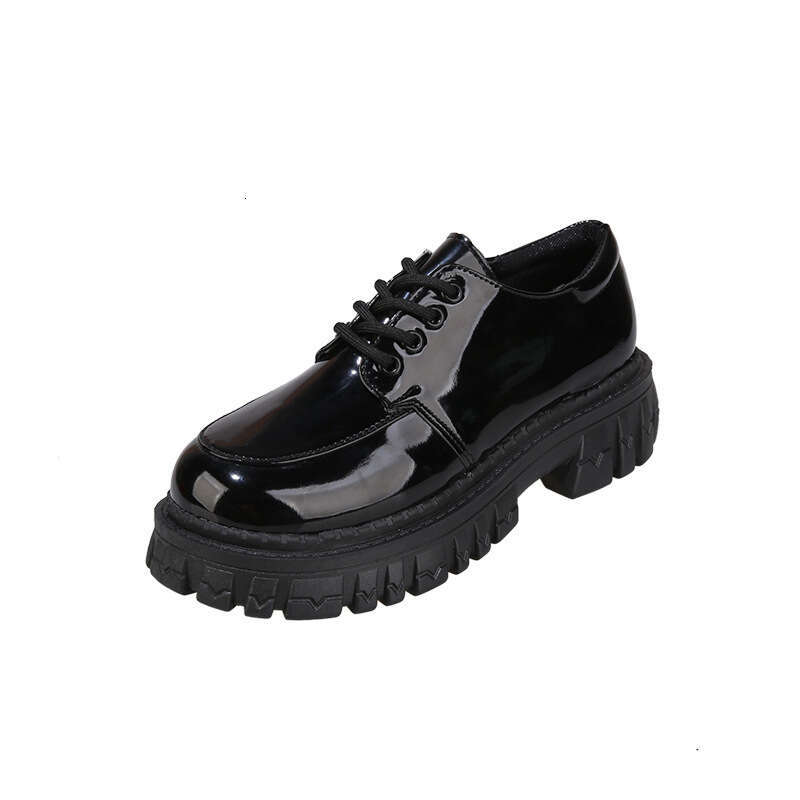 Woman Sandals New British Style Small Leather Versatile Autumn And Spring Thick Soled Casual Shoes For Women Black Single Shoes Sponge Cake Loafers