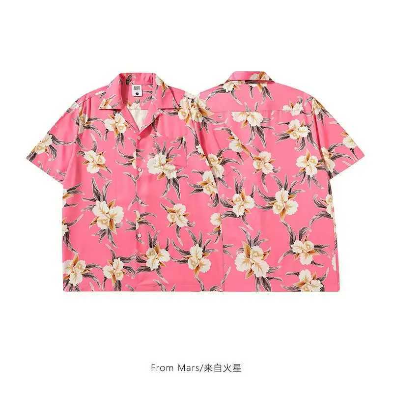 Japanese retro Hawaiian Cuban collar print short sleeved mens summer hip-hop shirt casual shirt X250410