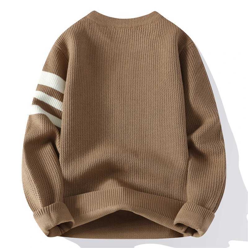 Fashion Mens Autumn/Winter Round Neck Fashion Versatile Sweater Knitwear with Fleece and Thickened Warm Sweater for Middle-aged Y251110