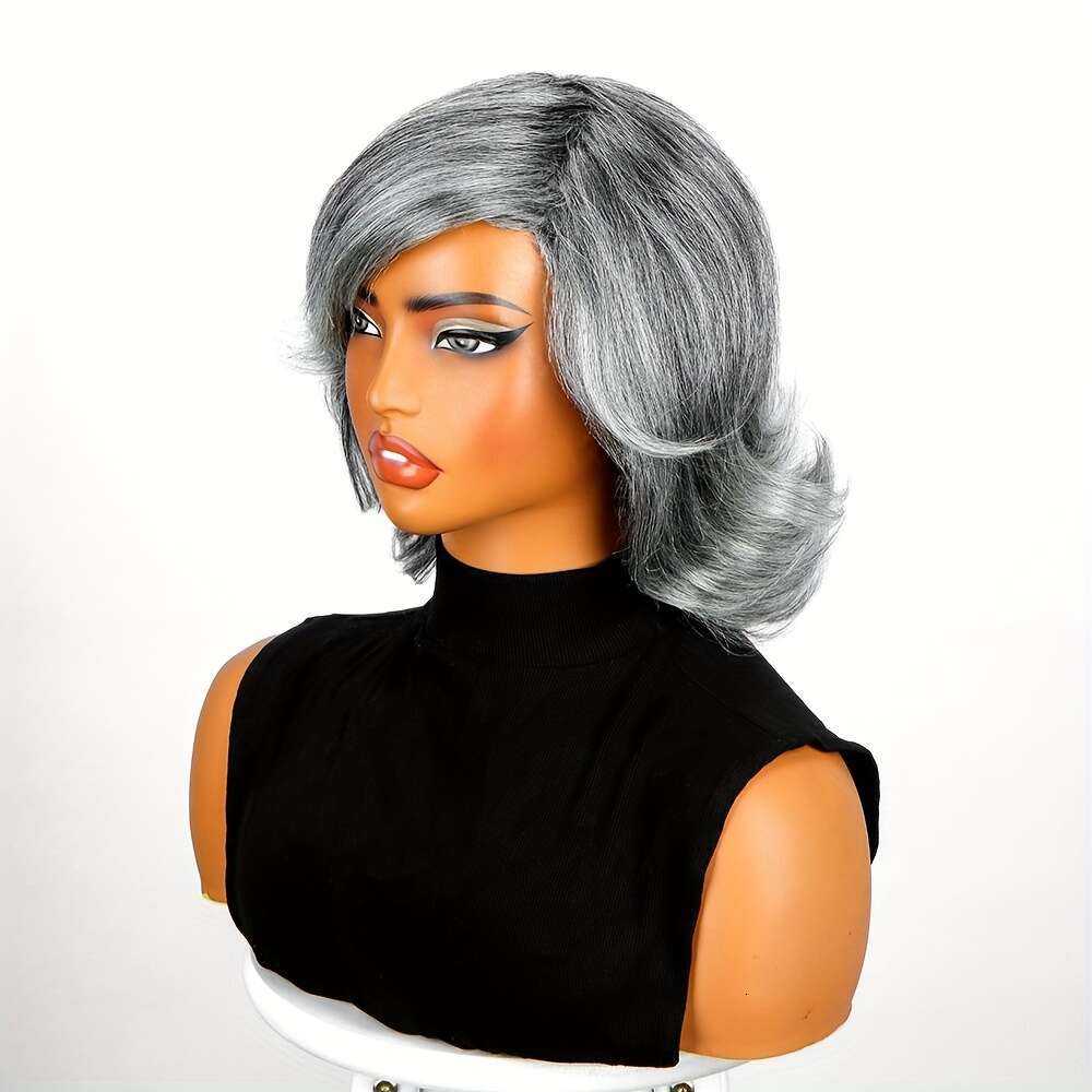 Bob Wigs Brazilian Remy With 180% Density, Natural Body Wave Texture, Non-Lace Rose Net Men Women, Unisex Short Hair Wig For Daily Party Wear,