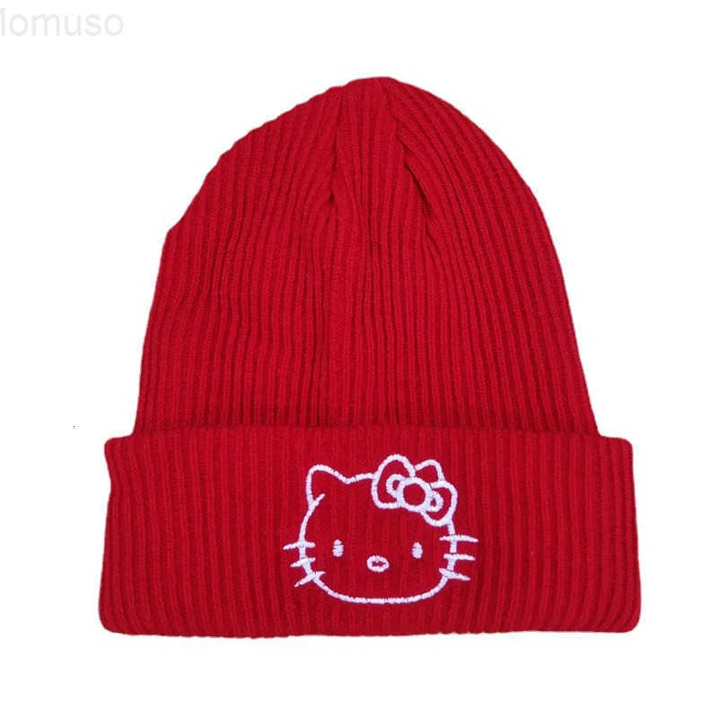 Sanrio Hello Kitty Kuromi Knitted Hat Kawaii Embroidered Benie Cap Cartoon Melody Cinnamoroll Thermal Hat Cute Gifts for Girls H251110