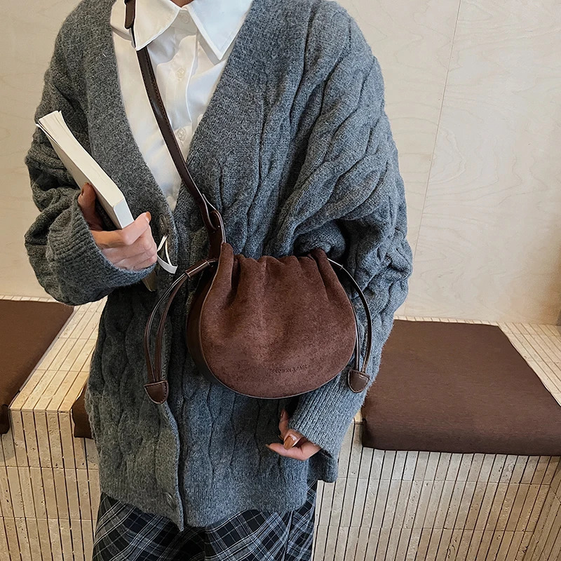 521-1118 Yunduo Handbag for Women Autumn Light Niche Textured Suede Single Shoulder Crossbody Bag 251110