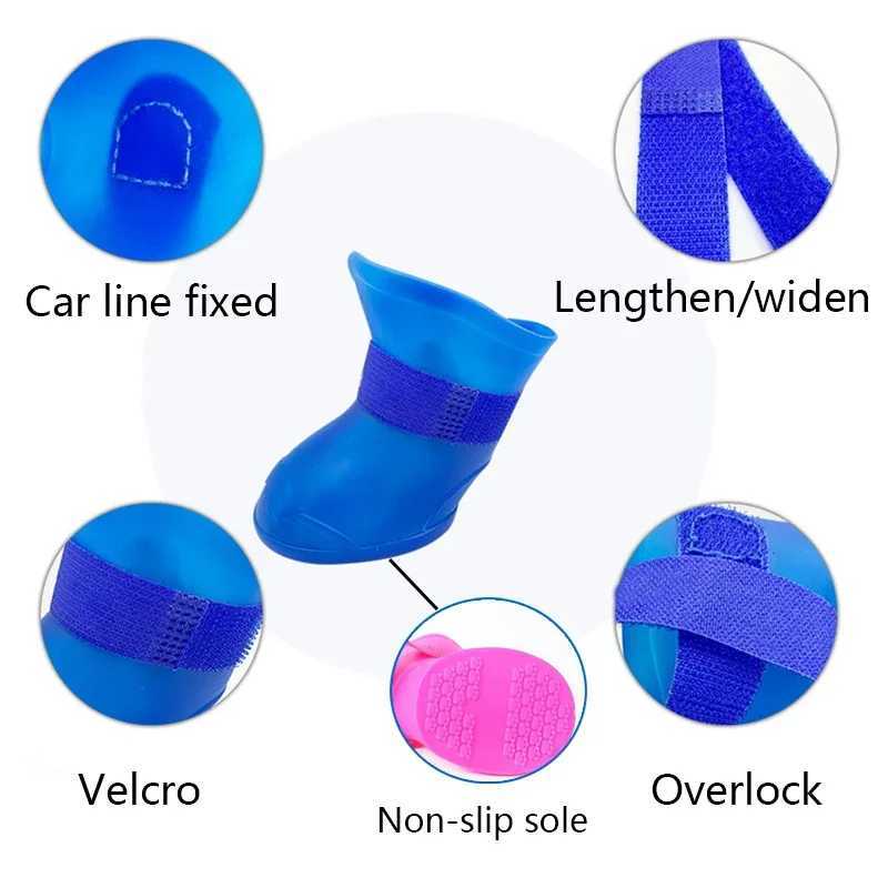 New Arrival 4 pieces of waterproof and anti slip rubber boots for pets suitable for small medium and large dogs cats outdoor shoes dog ankle boots and