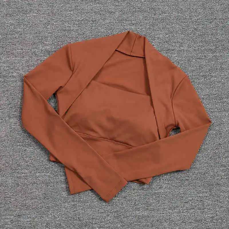 Newly arrived yoga sportswear long sleeved crops top-notch exercise running top fitness fast drying gym short slimming yoga top-notchXJ250410
