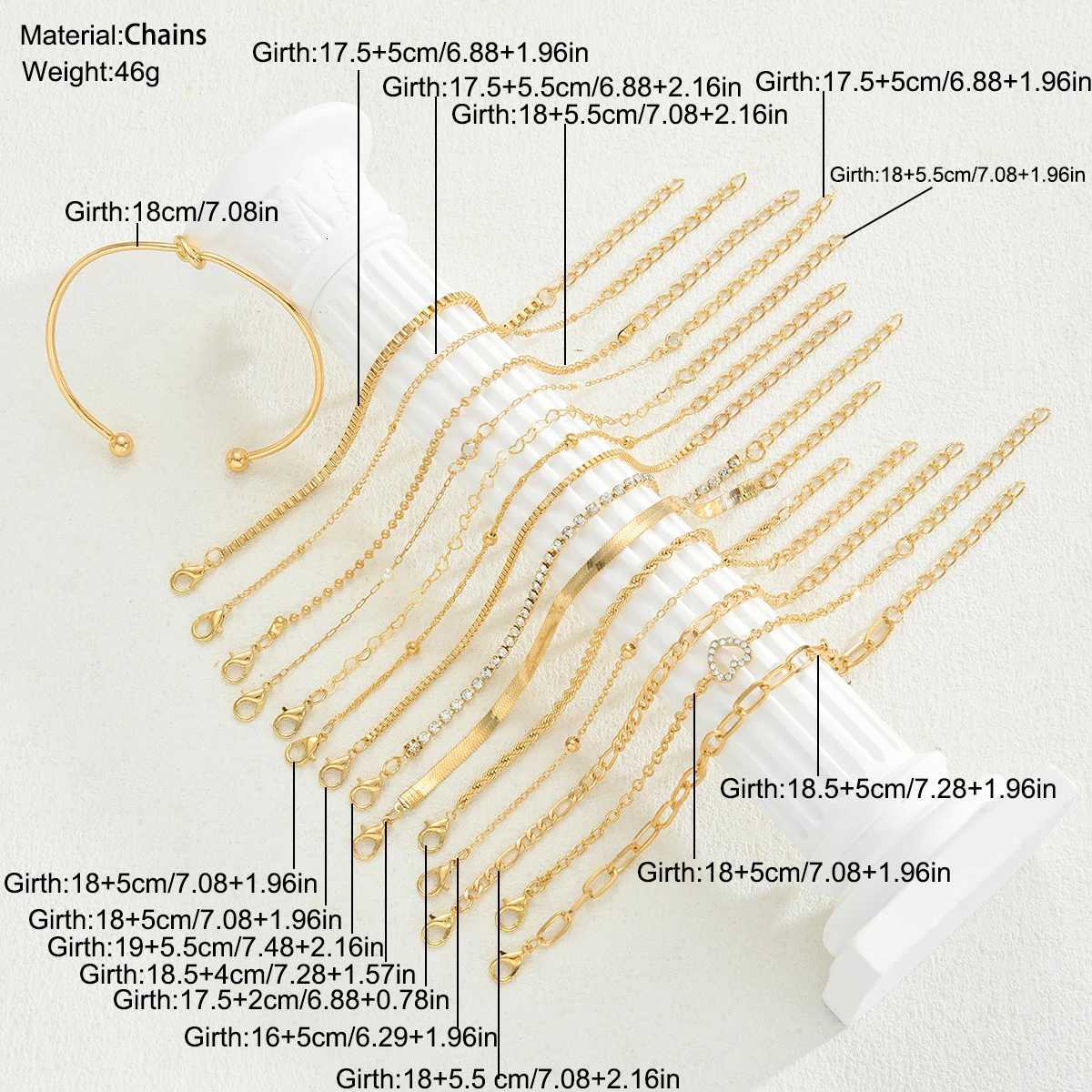 15pcs Elegant Heart Crystal Bracelet Set for Women Vintage Minimalist Multi-Element Twist Chain Bracelet Daily Wear Jewelry GiftT251110