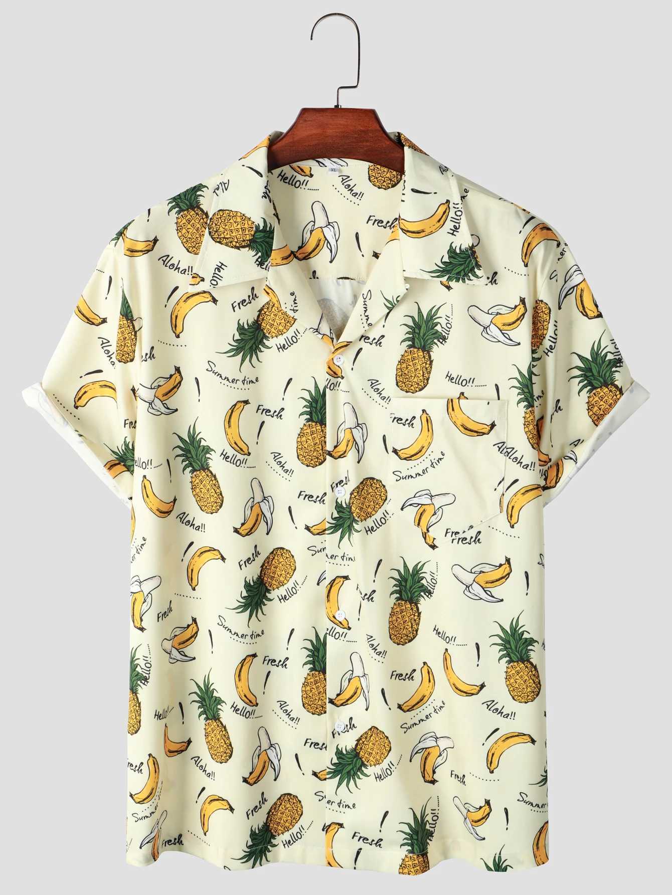 2024 Summer Mens Hawaiian Shirt Hip Hop Printed Fashion Street Short Sleeve Plus Camp Collar Mens Beach Flower Shirt X250410