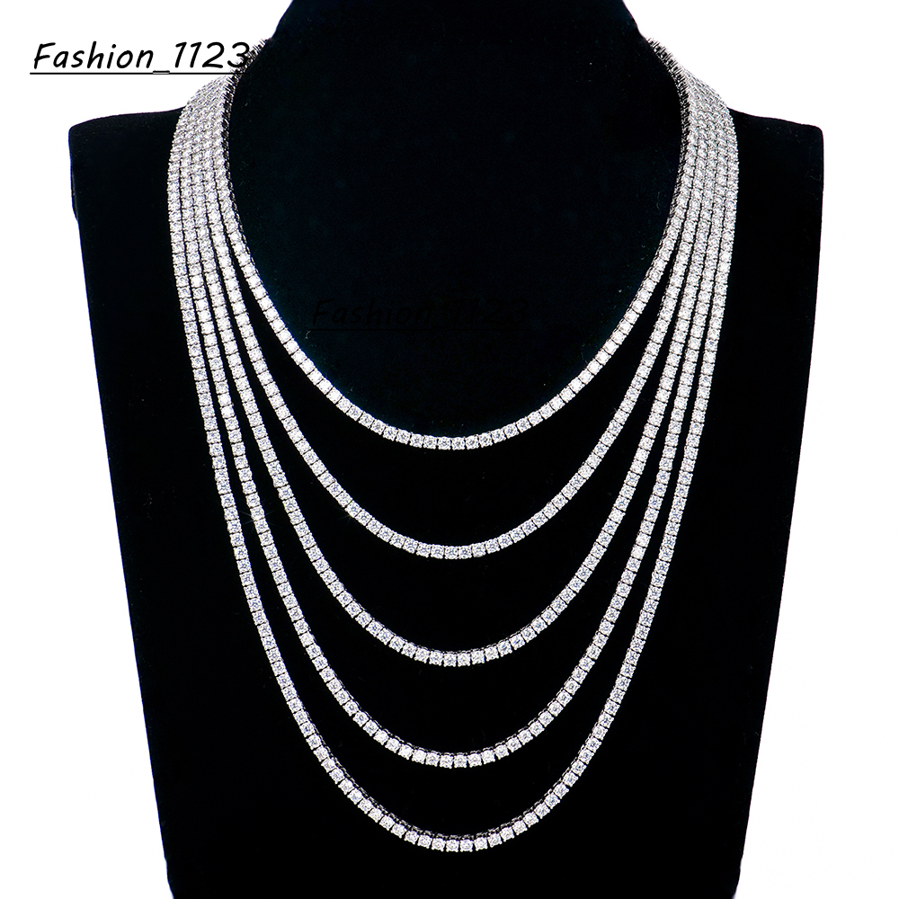 925 Silver Moissanite Tennis Necklaces D VVS Iced Out Moissanite Diamond Necklaces Gold Plated 3 -65mm Moissanite Tennis Chain