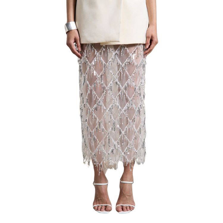 Versatile Party Ready Sheer Sequins Fabric Midi Length Women's Gown Dress---D167