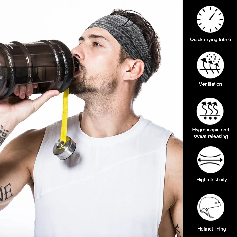 Sports Headband Running Cycling Yoga Gym Tennis Fitness Sweatband Elastic Absorbent Sweat Hair Accessories Sport Sweat Headband 250410