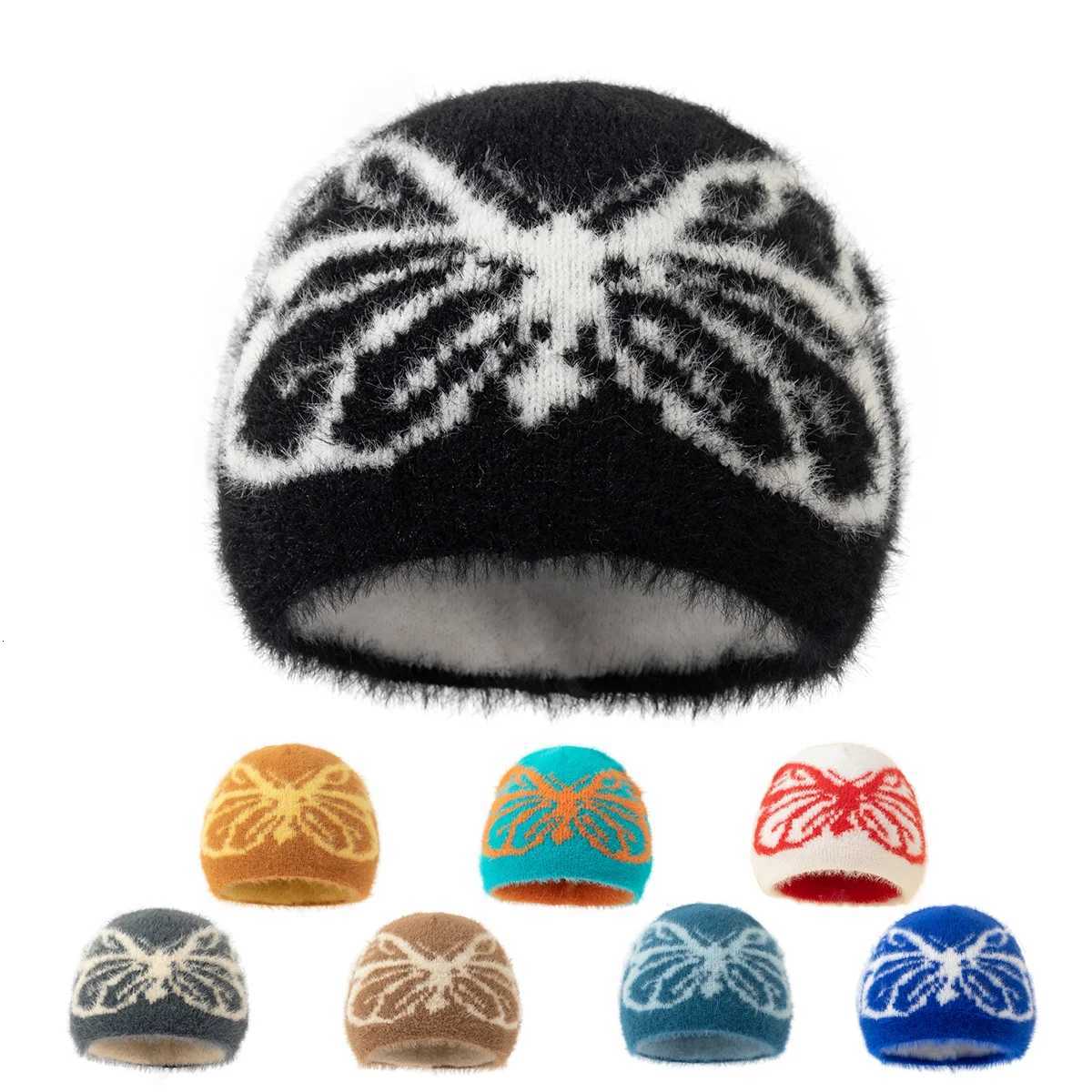 2024 new y2k bow pattern Beanies Hat Men Winter Autunm Warm Knitted Bonnet Cap Soft Skullies Beanies Caps Boys GiftsXJ251110